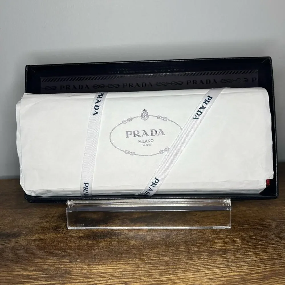 Prada Peonia Red Saffiano/Metal Wallet